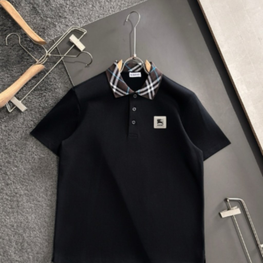 Burberry Black Lapel Short Sleeve Polo Shirt Men's Size M
